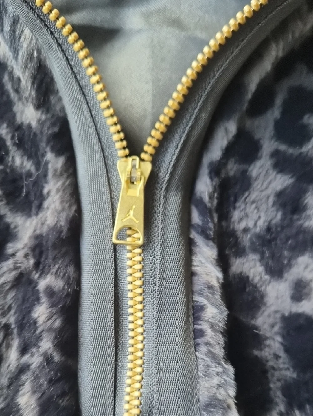 Nike Jordan Black Leopard-Print Plush Half-Zip Hoodie - Women's XS - Picture 3 of 5